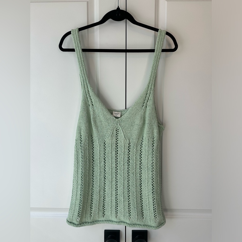 Abercrombie & Fitch Women’s Crochet Knit Tank Boho Coastal Mint Green (Size XL)